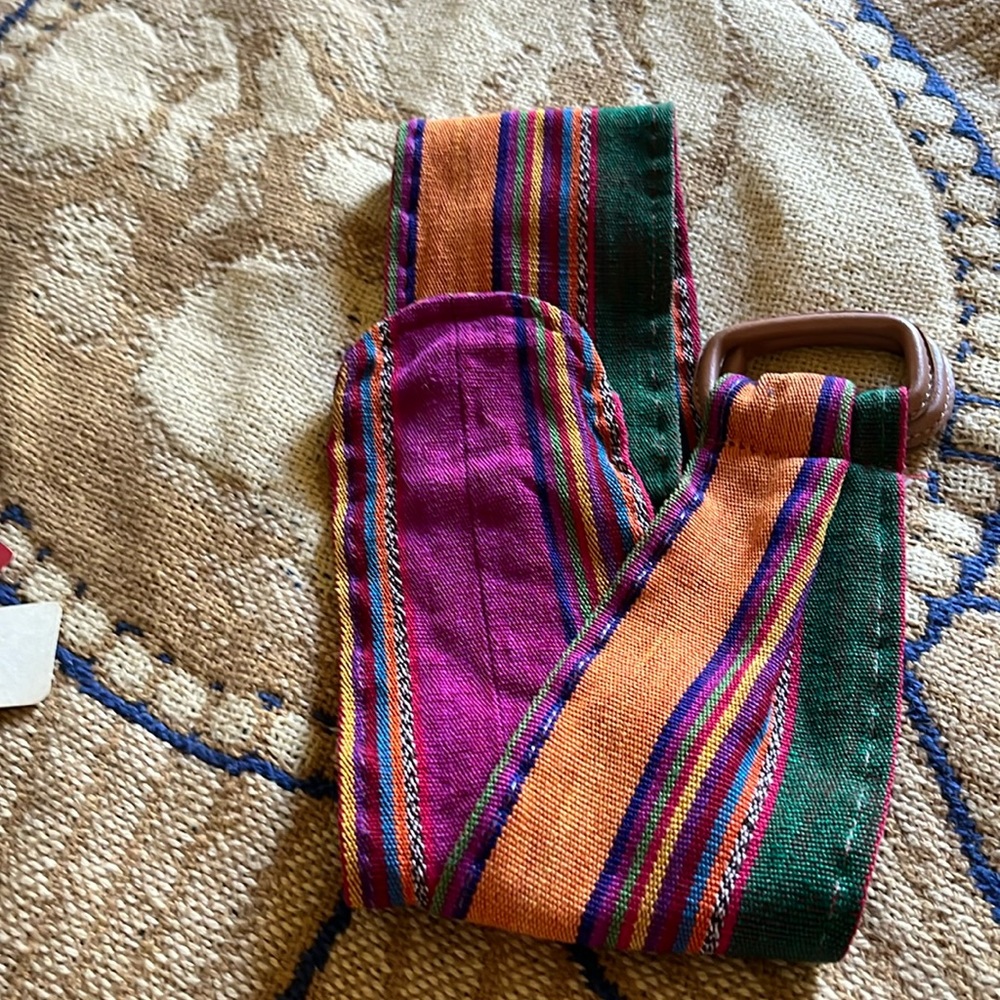 Omega leather and cotton belt, made in Guatemala , size small